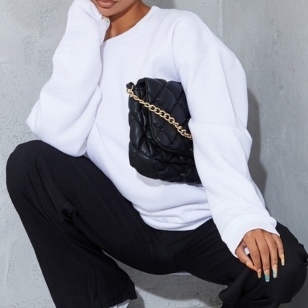 Sweatshirt Activewear Minimalist Relaxed Fit White Large